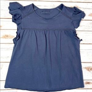 Abercrombie Blue Baby Doll Flutter Sleeve Swing Top Size XS Extra Small